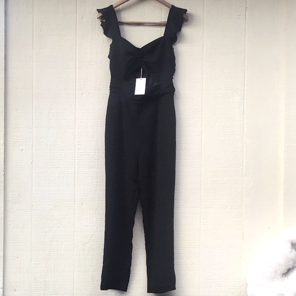 Lovers and Friends Knox black cut out ruffle jumpsuit